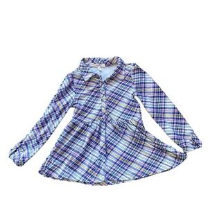Nannette Girls Twins kids dress 4T Blue Pink Yellow Long Sleeve Matching Plaid